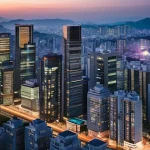 부동산 시장 동향과 포트폴리오 전략 - **Prompt 1: Urban Real Estate Growth and Global Investment**
    A dynamic, high-angle shot of a mod...