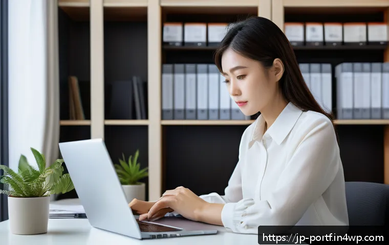 초보자를 위한 채권 투자 가이드 - A modern Japanese office scene showing a young Japanese professional woman thoughtfully reviewing bo...
