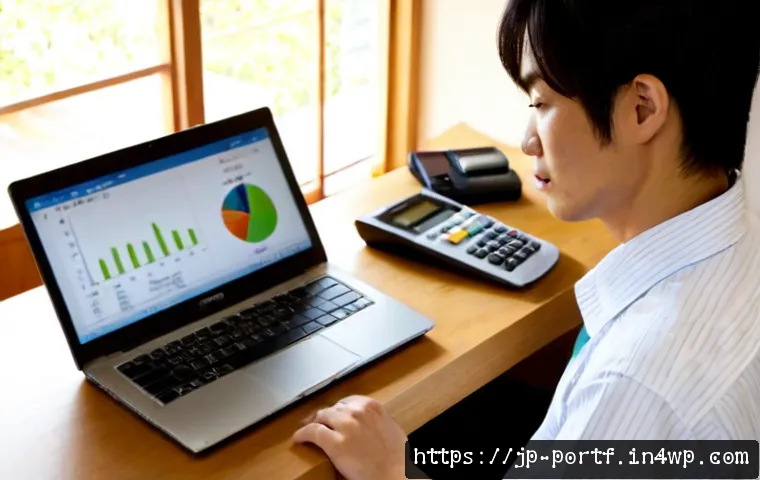 실패 없는 초보자 투자법 - Photorealistic Japanese beginner investor in a tidy sunlit home office, calmly reviewing a simple di...