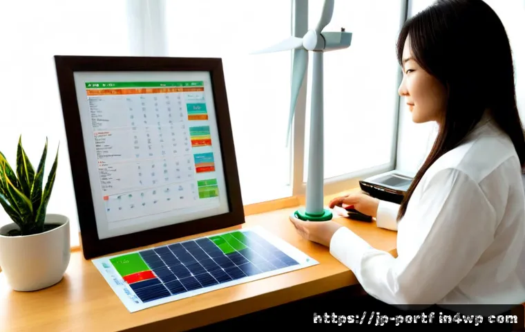 투자 포트폴리오의 지속 가능성 고려 - Photorealistic sustainable investment planning scene in a bright modern Japanese home office, a midd...
